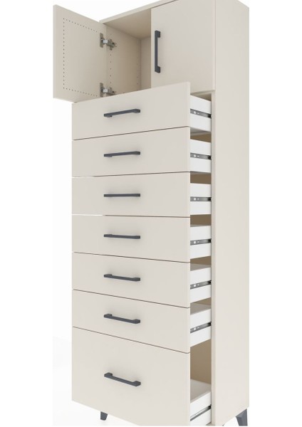 Arges Dolap Tek Raflı 7 Çekmeceli 2 Kapaklı 60X30X182 Aytaşı-Aytaşı indirimleri