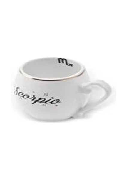 Akrep Burcu Porselen Kahve Fincanı Desenli 90 ml 2 Parçalı Beyaz Renk