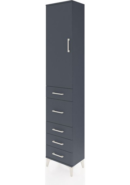 Arges Dolap 3 Raflı 5 Çekmeceli Tek Kapaklı 44X30X221 Antrasit-Antrasit modelleri