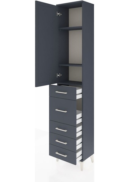 Arges Dolap 3 Raflı 5 Çekmeceli Tek Kapaklı 44X30X221 Antrasit-Antrasit fırsatları