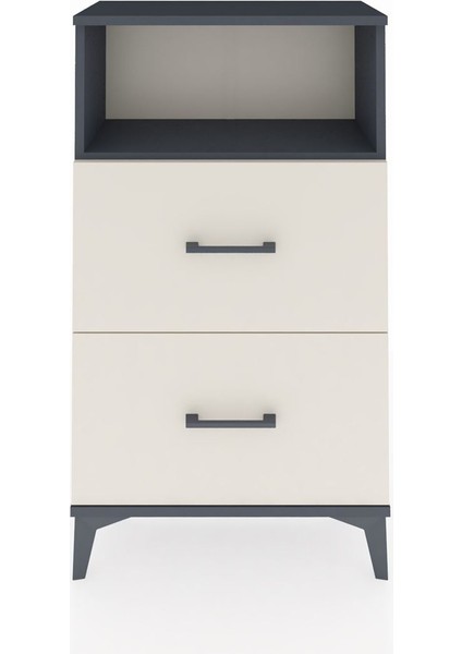 Arges Komodin Tek Raflı 2 Çekmeceli 60X30X106 Antrasit-Aytaşı