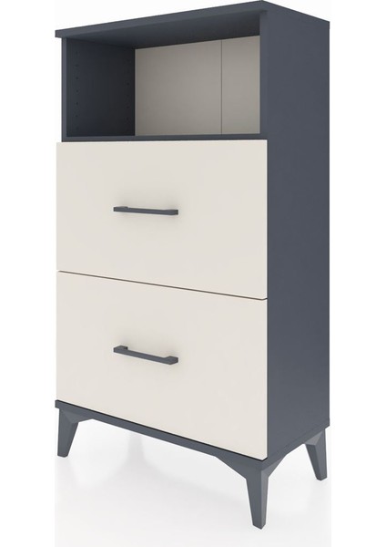 Arges Komodin Tek Raflı 2 Çekmeceli 60X30X106 Antrasit-Aytaşı indirimleri