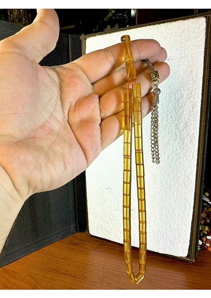 Sarı Renk Kesme Kesim Ateş Kehribar Tesbih T-153 modelleri