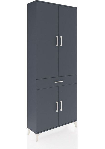 Arges Dolap 4 Raflı Tek Çekmeceli 4 Kapaklı 88X30X221 Antrasit-Antrasit fiyatları