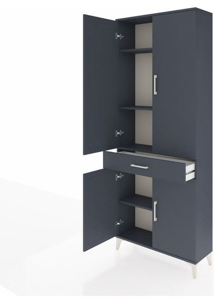 Arges Dolap 4 Raflı Tek Çekmeceli 4 Kapaklı 88X30X221 Antrasit-Antrasit fırsatları