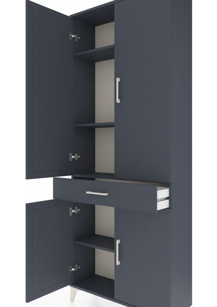 Arges Dolap 4 Raflı Tek Çekmeceli 4 Kapaklı 88X30X221 Antrasit-Antrasit indirimleri