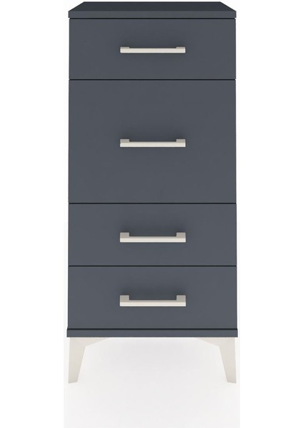 Arges Komodin 4 Çekmeceli 44X30X96 Antrasit-Antrasit