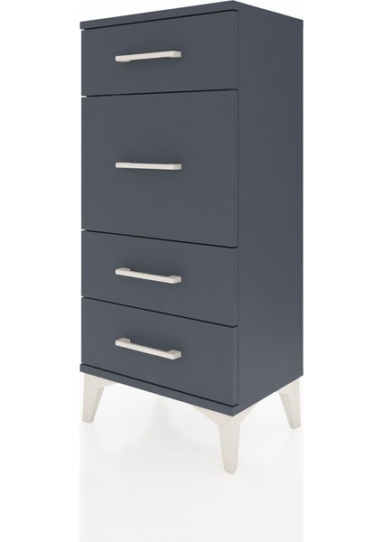 Arges Komodin 4 Çekmeceli 44X30X96 Antrasit-Antrasit modelleri