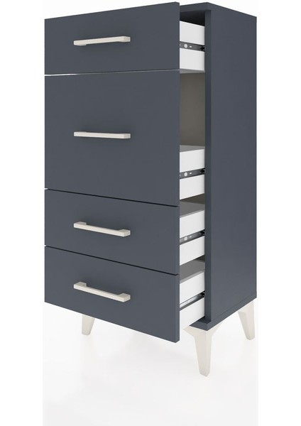 Arges Komodin 4 Çekmeceli 44X30X96 Antrasit-Antrasit fırsatları