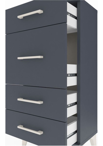 Arges Komodin 4 Çekmeceli 44X30X96 Antrasit-Antrasit indirimleri