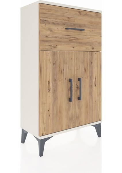 Arges Komodin Tek Raflı Tek Çekmeceli 2 Kapaklı 60X30X106 Aytaşı-Çam fırsatları