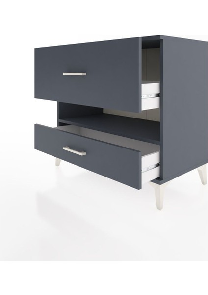 Hyperion Şifonyer Tek Raflı 2 Çekmeceli 88X44X80 Antrasit-Antrasit fırsatları