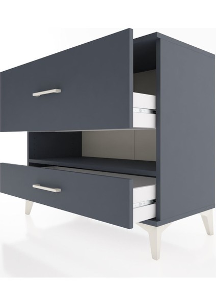 Hyperion Şifonyer Tek Raflı 2 Çekmeceli 88X44X80 Antrasit-Antrasit indirimleri