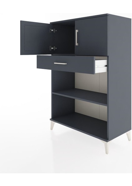 Hyperion Dolap 2 Raflı Tek Çekmeceli 2 Kapaklı 88X44X134 Antrasit-Antrasit fırsatları