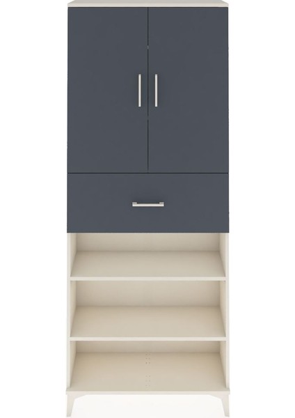 Arges Dolap 5 Raflı Tek Çekmeceli 2 Kapaklı 88X30X221 Aytaşı-Antrasit