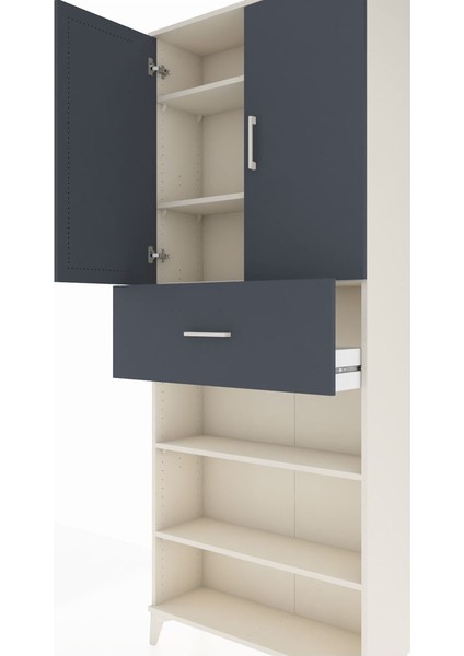 Arges Dolap 5 Raflı Tek Çekmeceli 2 Kapaklı 88X30X221 Aytaşı-Antrasit indirimleri