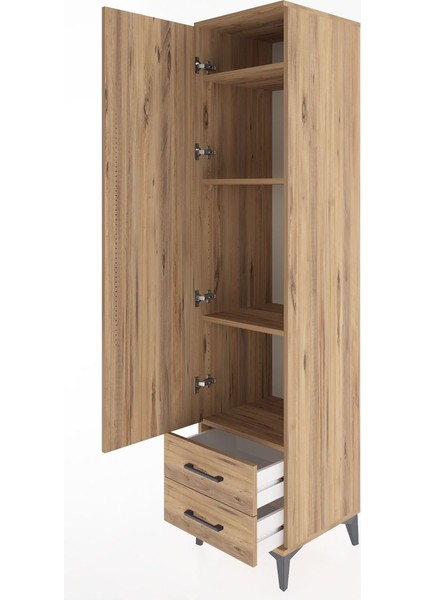 Hyperion Dolap 4 Raflı 2 Çekmeceli Tek Kapaklı 44X44X195 Çam-Çam fırsatları