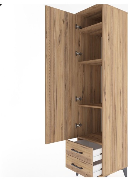 Hyperion Dolap 4 Raflı 2 Çekmeceli Tek Kapaklı 44X44X195 Çam-Çam indirimleri