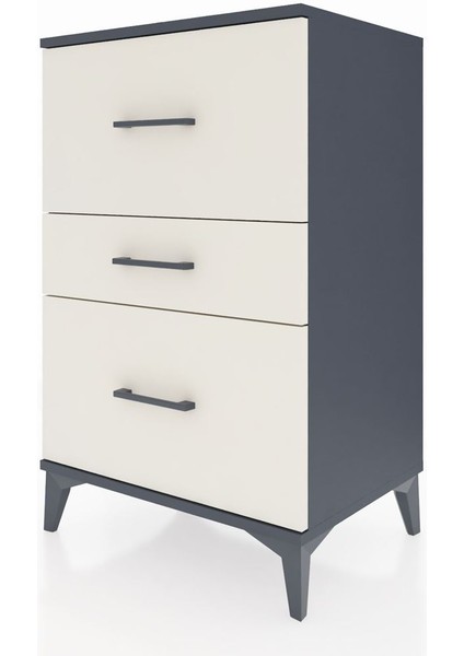 Hyperion Komodin 3 Çekmeceli 60X44X96 Antrasit-Aytaşı modelleri