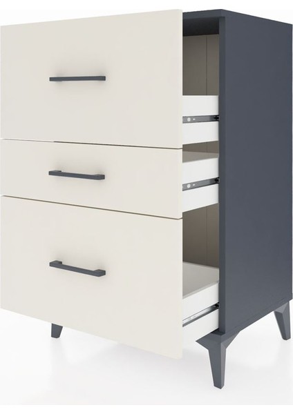 Hyperion Komodin 3 Çekmeceli 60X44X96 Antrasit-Aytaşı fırsatları