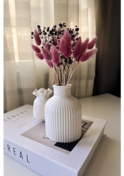 Bliss Beam Dekoratif Minimal Vazo Taş Tozu Modern Tasarım 10 cm Beyaz Renkli modelleri