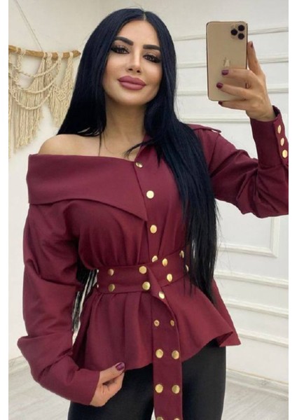 Kadın Artizon Geniş Yaka Belinde Kuşak Gömlek modelleri
