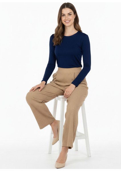 Kadın Düz Renk Yuvarlak Yaka Uzun Kollu Dar Kesim Bedene Oturan Likralı Turlu Viskon Kumaş Badi fiyatları