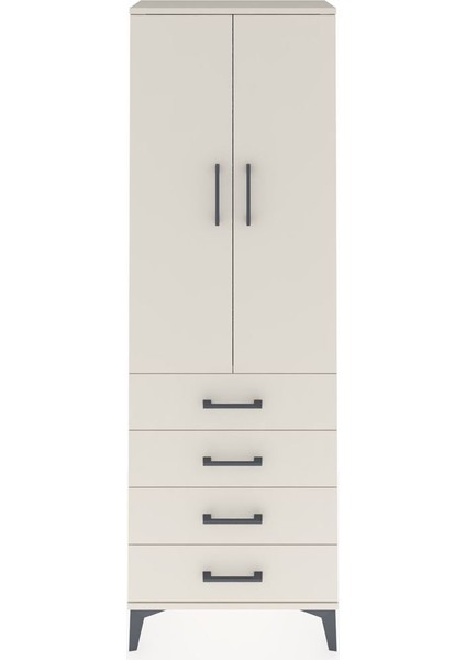 Arges Dolap Tek Raflı 4 Çekmeceli Tek Askılı 60X30X182 Aytaşı-Aytaşı