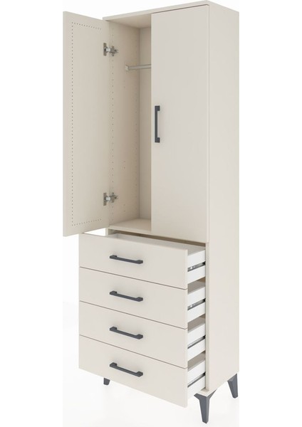 Arges Dolap Tek Raflı 4 Çekmeceli Tek Askılı 60X30X182 Aytaşı-Aytaşı fırsatları