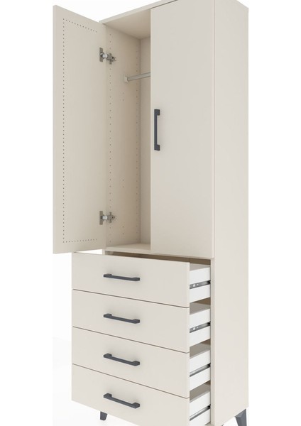 Arges Dolap Tek Raflı 4 Çekmeceli Tek Askılı 60X30X182 Aytaşı-Aytaşı indirimleri