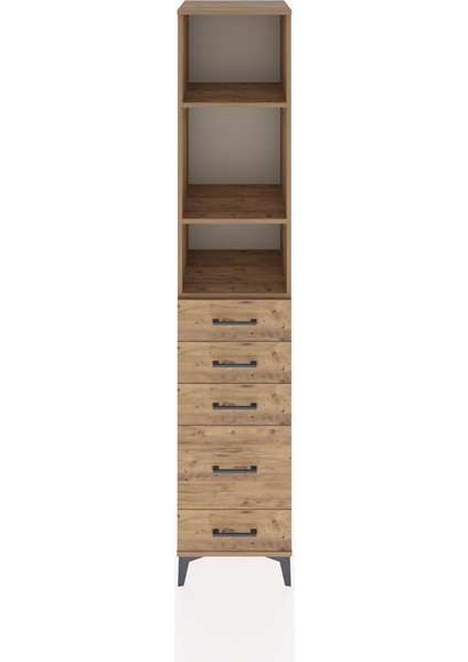 Hyperion Dolap 3 Raflı 5 Çekmeceli 44X44X221 Çam-Çam