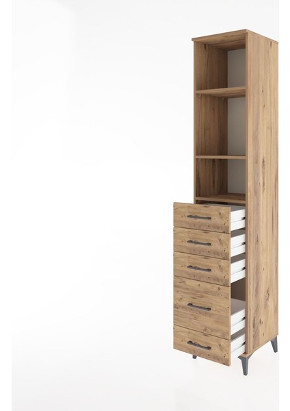 Hyperion Dolap 3 Raflı 5 Çekmeceli 44X44X221 Çam-Çam fırsatları