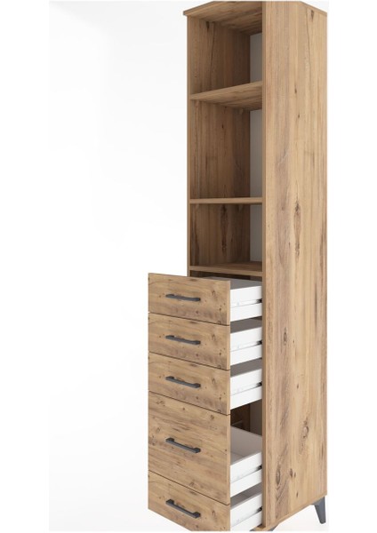 Hyperion Dolap 3 Raflı 5 Çekmeceli 44X44X221 Çam-Çam indirimleri