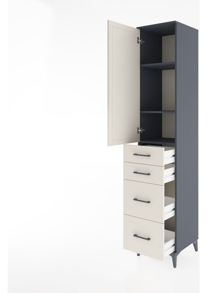 Hyperion Dolap 3 Raflı 4 Çekmeceli Tek Kapaklı 44X44X221 Antrasit-Aytaşı fırsatları