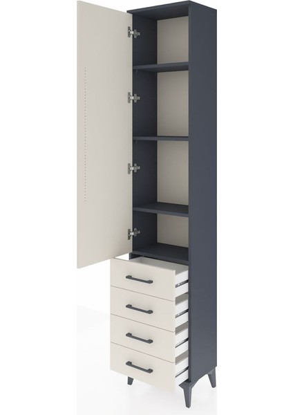 Arges Dolap 4 Raflı 4 Çekmeceli Tek Kapaklı 44X30X221 Antrasit-Aytaşı fırsatları
