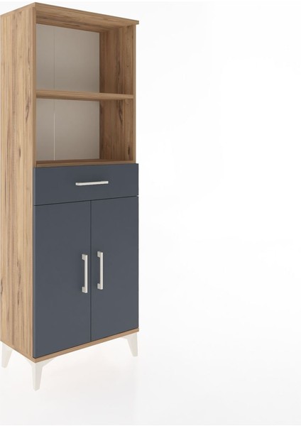 Arges Dolap 3 Raflı Tek Çekmeceli 2 Kapaklı 60X30X163 Çam-Antrasit fiyatları