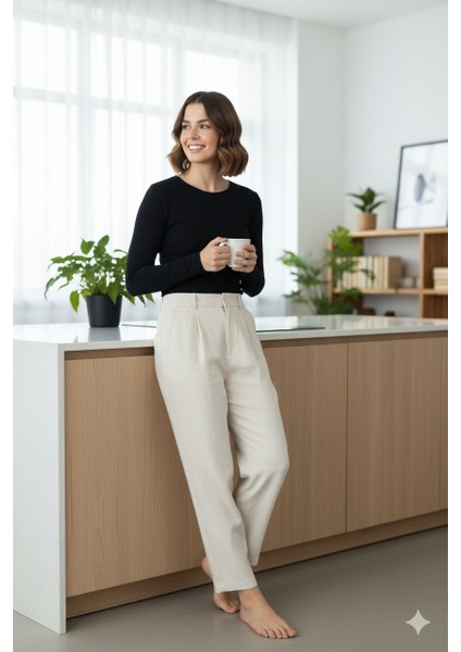 Kadın Düz Renk Yuvarlak Yaka Uzun Kollu Dar Kesim Bedene Oturan Likralı Pamuk Kumaş Badi indirimleri