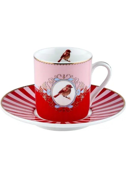 Roy King Qush 6’lı Porselen Kahve Fincan Takımı - 90 ml | Kuş Desenli, Altın Yaldızlı, Şık Tasarım indirimleri