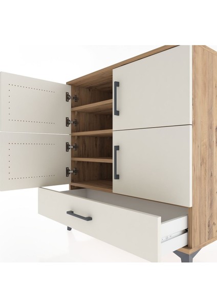 Hyperion Şifonyer 4 Raflı Tek Çekmeceli 4 Kapaklı 88X44X96 Çam-Aytaşı indirimleri