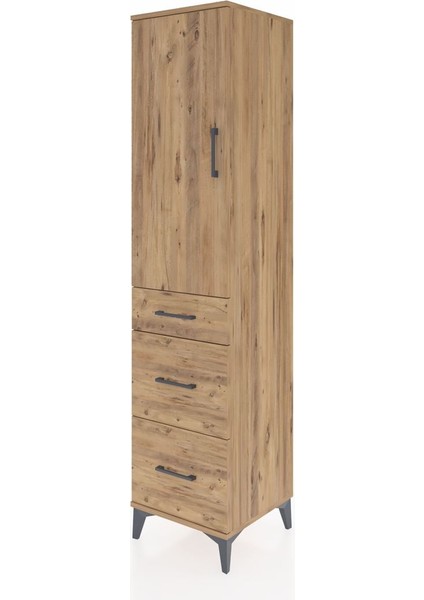 Hyperion Dolap 3 Raflı 3 Çekmeceli Tek Kapaklı 44X44X195 Çam-Çam modelleri