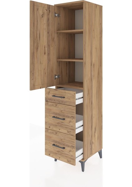 Hyperion Dolap 3 Raflı 3 Çekmeceli Tek Kapaklı 44X44X195 Çam-Çam fırsatları