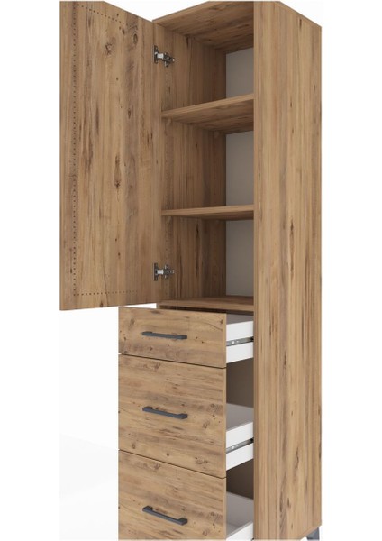 Hyperion Dolap 3 Raflı 3 Çekmeceli Tek Kapaklı 44X44X195 Çam-Çam indirimleri
