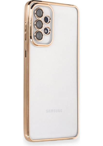 Samsung Galaxy A73 5g Kılıf Kamera Lens Korumalı Razer Lens Silikon Kapak - Gold