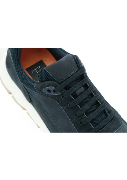 Hakiki Nubuk Deri Lacivert Spor Erkek Ayakkabı - Eva Taban - 252290