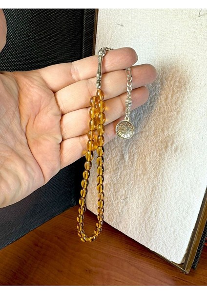 Kristal Cam Tesbih Bal Rengi Beyzi Kesim T-202 modelleri