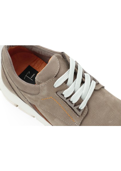 Hakiki Nubuk Deri Bej Casual Spor Erkek Ayakkabı - Eva Taban - 252291