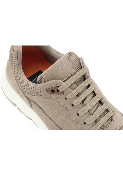 Hakiki Nubuk Deri Bej Spor Erkek Ayakkabı - Eva Taban - 252290