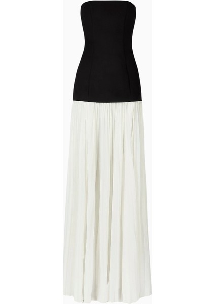 Structured Bodice Gown Pleated Maxi Length Formal Dress Kadın Elbise fiyatları