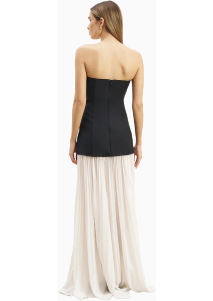 Structured Bodice Gown Pleated Maxi Length Formal Dress Kadın Elbise modelleri