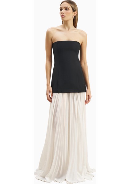 Structured Bodice Gown Pleated Maxi Length Formal Dress Kadın Elbise indirimleri
